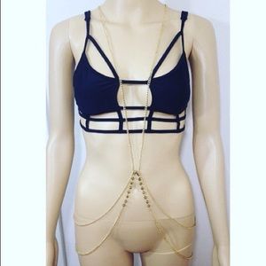 4/$20 New V Neck Gold Beaded Body Chain Bodychain